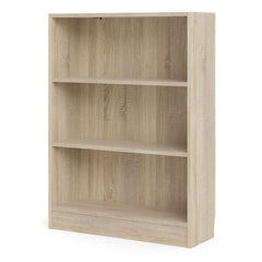 Basic Low Wide Bookcase (2 Shelves) in Oak - Furniture One Shop