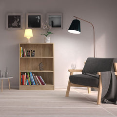 Basic Low Wide Bookcase (2 Shelves) in Oak - Furniture One Shop