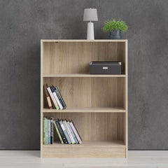 Basic Low Wide Bookcase (2 Shelves) in Oak - Furniture One Shop