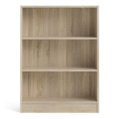 Basic Low Wide Bookcase (2 Shelves) in Oak - Furniture One Shop