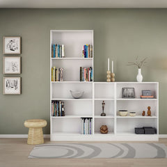 Basic Low Wide Bookcase (2 Shelves) in White - Furniture One Shop