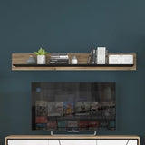 Brolo 167cm Wall Shelf with a Walnut and Dark Panel Finish