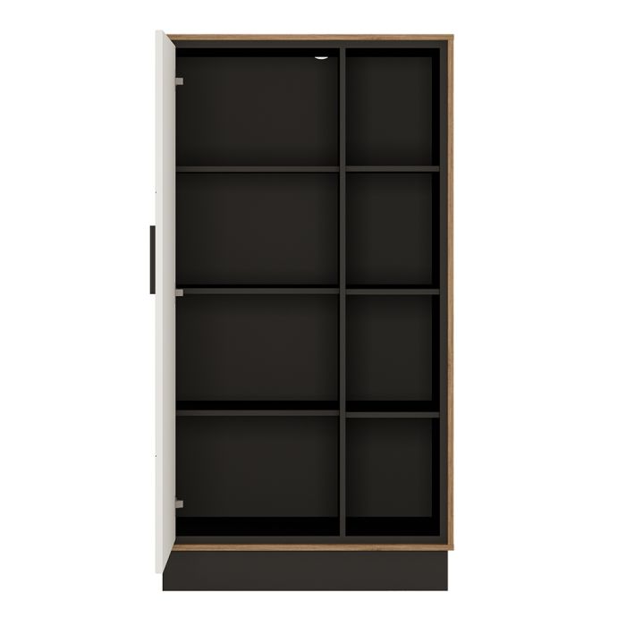 Brolo Wide 1 Door Bookcase With the Walnut and Dark Panel Finish