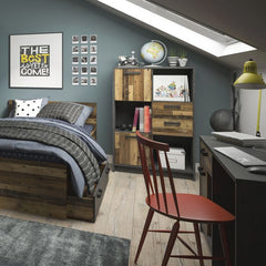 Brooklyn Desk with 1 Door and 1 Drawer in Walnut and Dark Matera Grey - Furniture One Shop