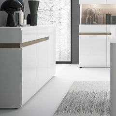 Chelsea Wooden 2 Drawer 3 Door Sideboard in White with a Truffle Oak Trim - Furniture One Shop