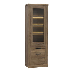 Corona Narrow Display Cabinet in Tabak Oak - Furniture One Shop