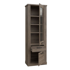 Corona Narrow Display Cabinet in Tabak Oak - Furniture One Shop
