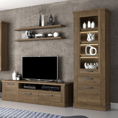 Corona Narrow Display Cabinet in Tabak Oak - Furniture One Shop