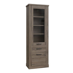 Corona Narrow Display Cabinet in Tabak Oak - Furniture One Shop
