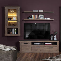 Corona Wall Display cabinet in Tabak Oak - Furniture One Shop