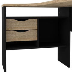 Function Plus Corner Desk 2 Drawers in Black Matt and Oak - Furniture One Shop