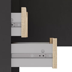 Function Plus Corner Desk 2 Drawers in Black Matt and Oak - Furniture One Shop