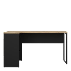 Function Plus Corner Desk 2 Drawers in Black Matt and Oak - Furniture One Shop