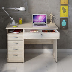 Function Plus Desk 5 Drawers in Oak - Furniture One Shop