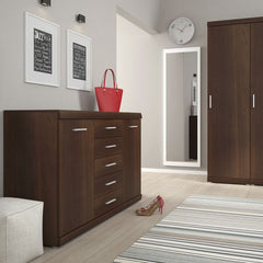 Imperial 2 Door 5 Drawer Sideboard in Dark Mahogany Melamine - Furniture One Shop