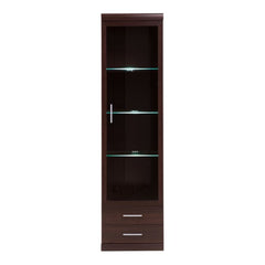 Imperial Tall Glazed 1 Door 2 Drawer Narrow Cabinet in Dark Mahogany Melamine - Furniture One Shop