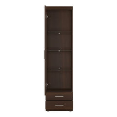Imperial Tall Glazed 1 Door 2 Drawer Narrow Cabinet in Dark Mahogany Melamine - Furniture One Shop