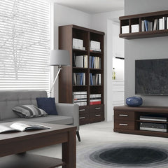 Imperial Tall 2 Drawer Narrow Cabinet with Open Shelving in Dark Mahogany Melamine - Furniture One Shop