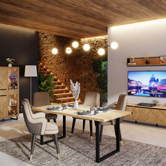 Nikomedes Dining Table in Bartex Oak - Furniture One Shop