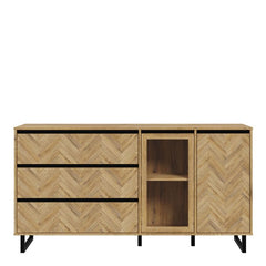 Nikomedes Sideboard in Spica Oak/Matt Black/Bartex Oak - Furniture One Shop