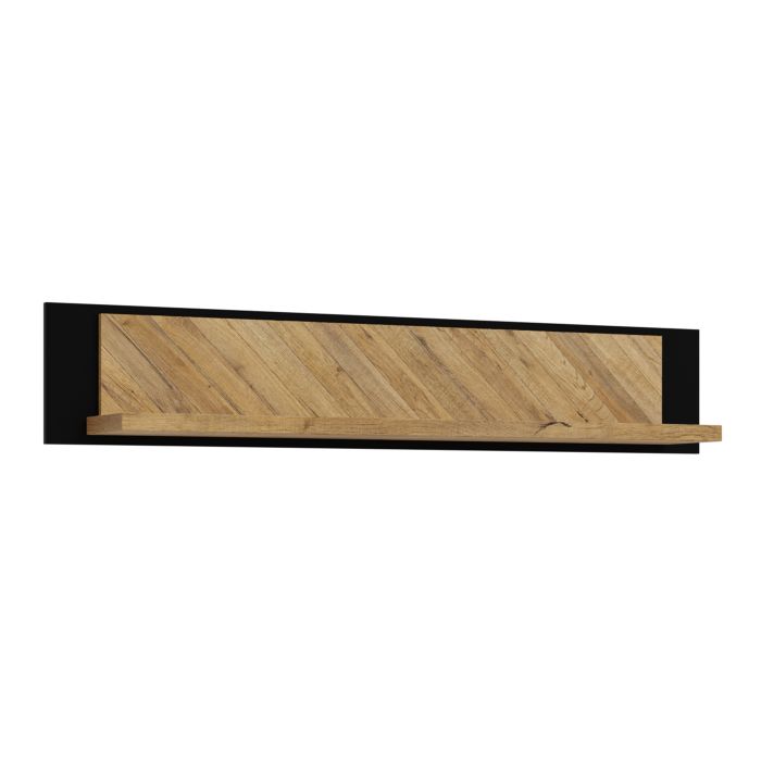 Nikomedes Wall shelf in Spica Oak/Matt Black/Bartex Oak