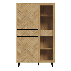 Nikomedes Display Cabinet in Spica Oak/Matt Black/Bartex Oak - Furniture One Shop