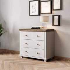 Evora 4 Drawer Chest of Drawers in Abisko Ash and Oak Lefkas - 90cm - Furniture One Shop