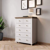 Evora 6 Drawer Chest of Drawers in Abisko Ash and Oak Lefkas - 90cm