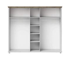 Evora Mirrored 5 Door Wooden Wardrobe in Abisko Ash and Oak Lefkas - 246cm