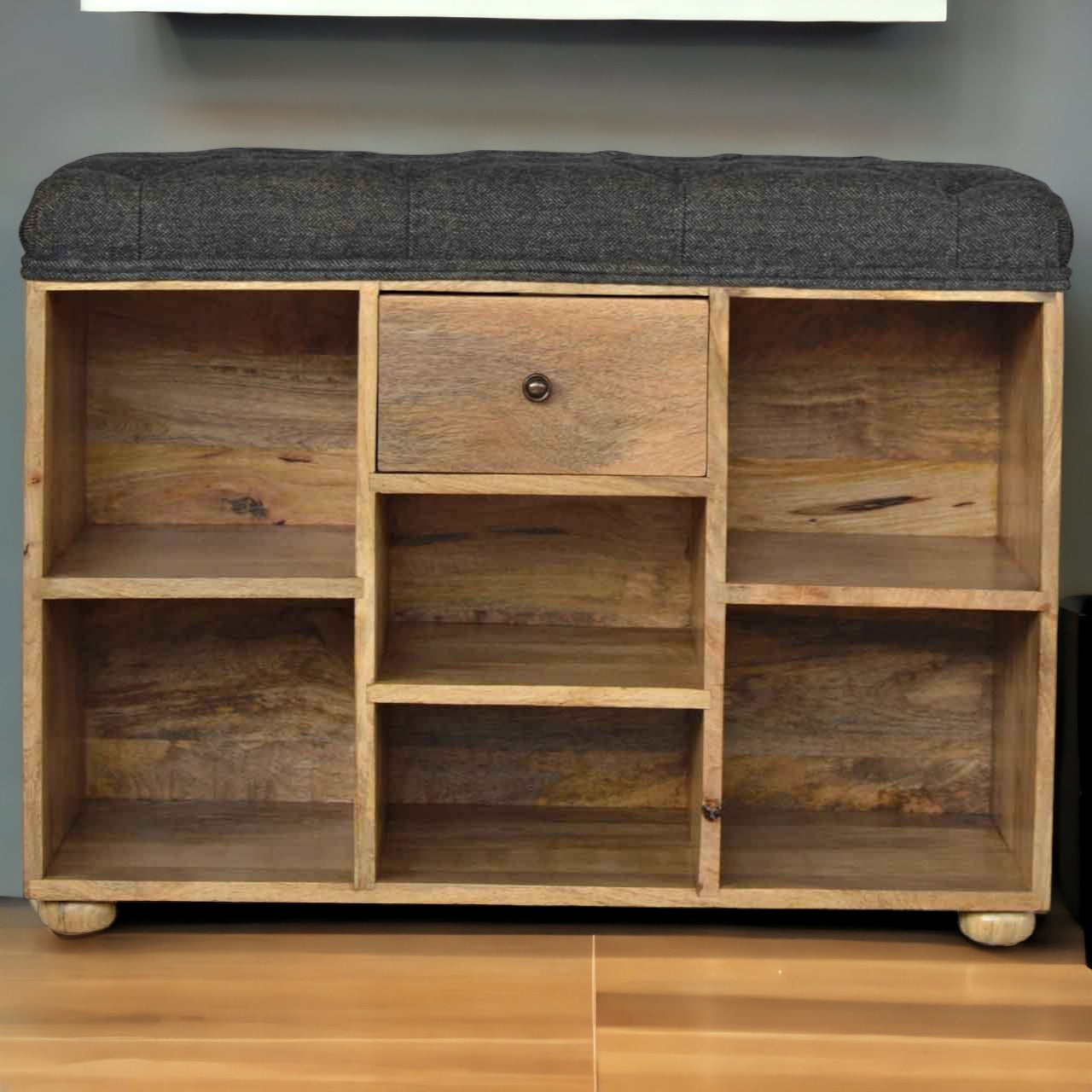Nosh Nook Black Tweed 1 Drawer Bench