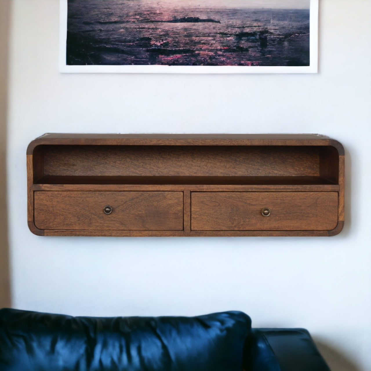 Contemporary Desk Floating Chestnut Open Console - Furniture One Shop