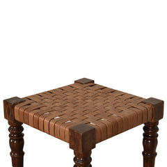 Footsie Woven Leather Footstool