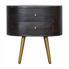 Greek Ash Black Bedside with Brass Legs