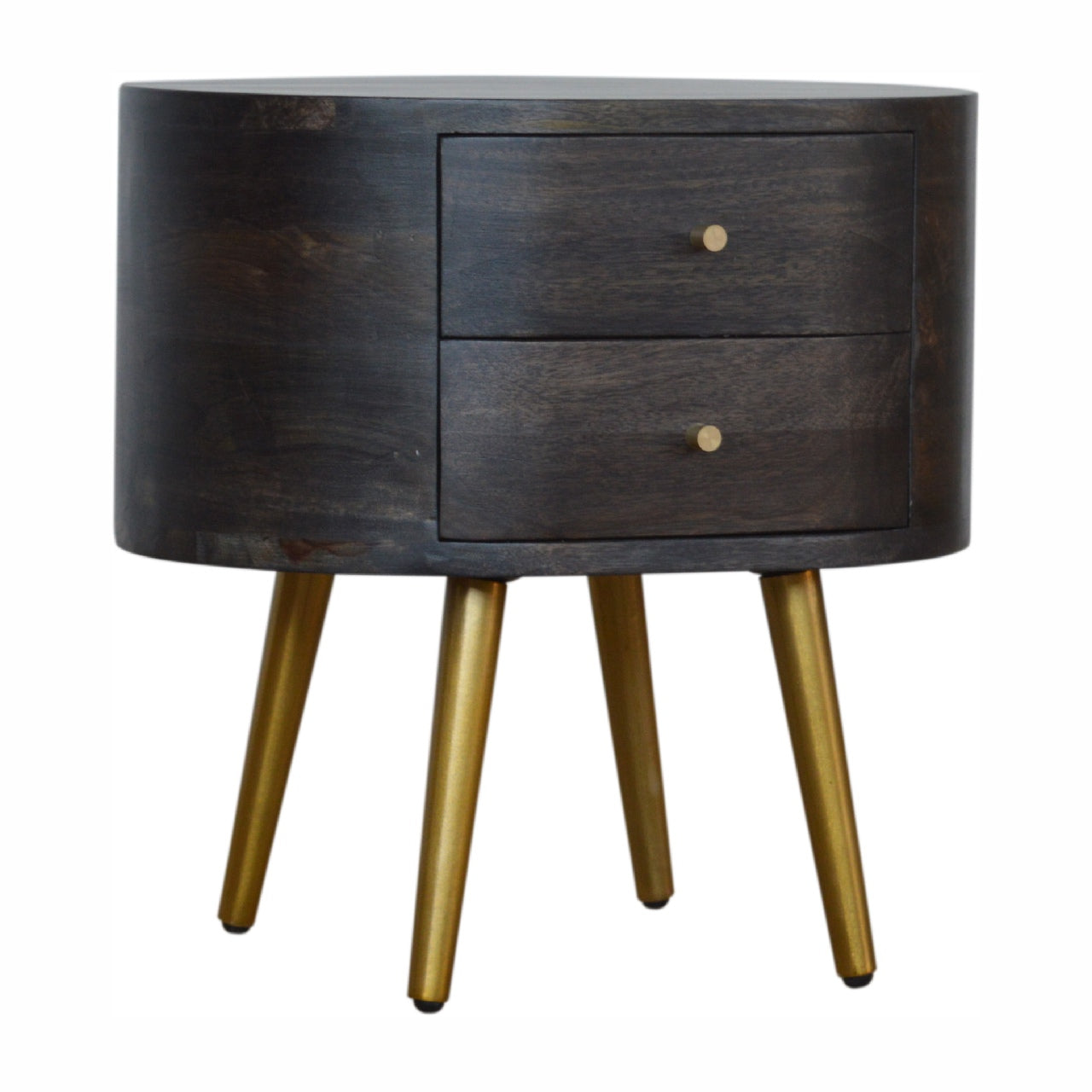 Greek Ash Black Bedside with Brass Legs