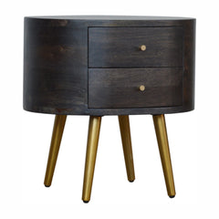 Greek Ash Black Bedside with Brass Legs