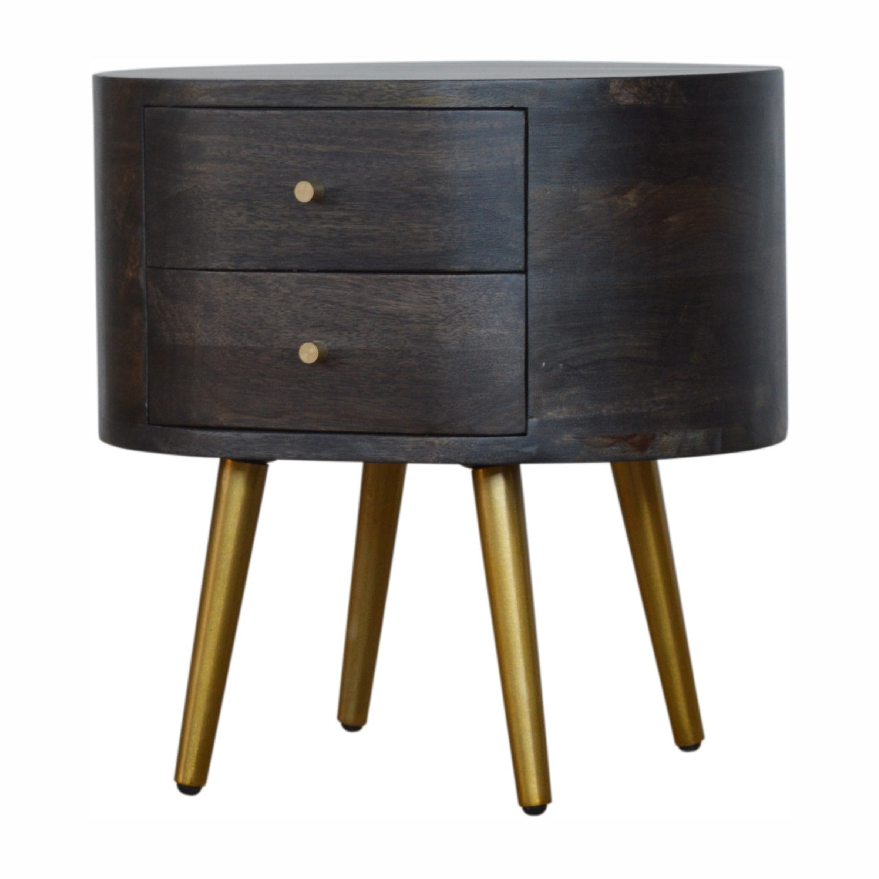 Greek Ash Black Bedside with Brass Legs