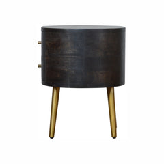 Greek Ash Black Bedside with Brass Legs