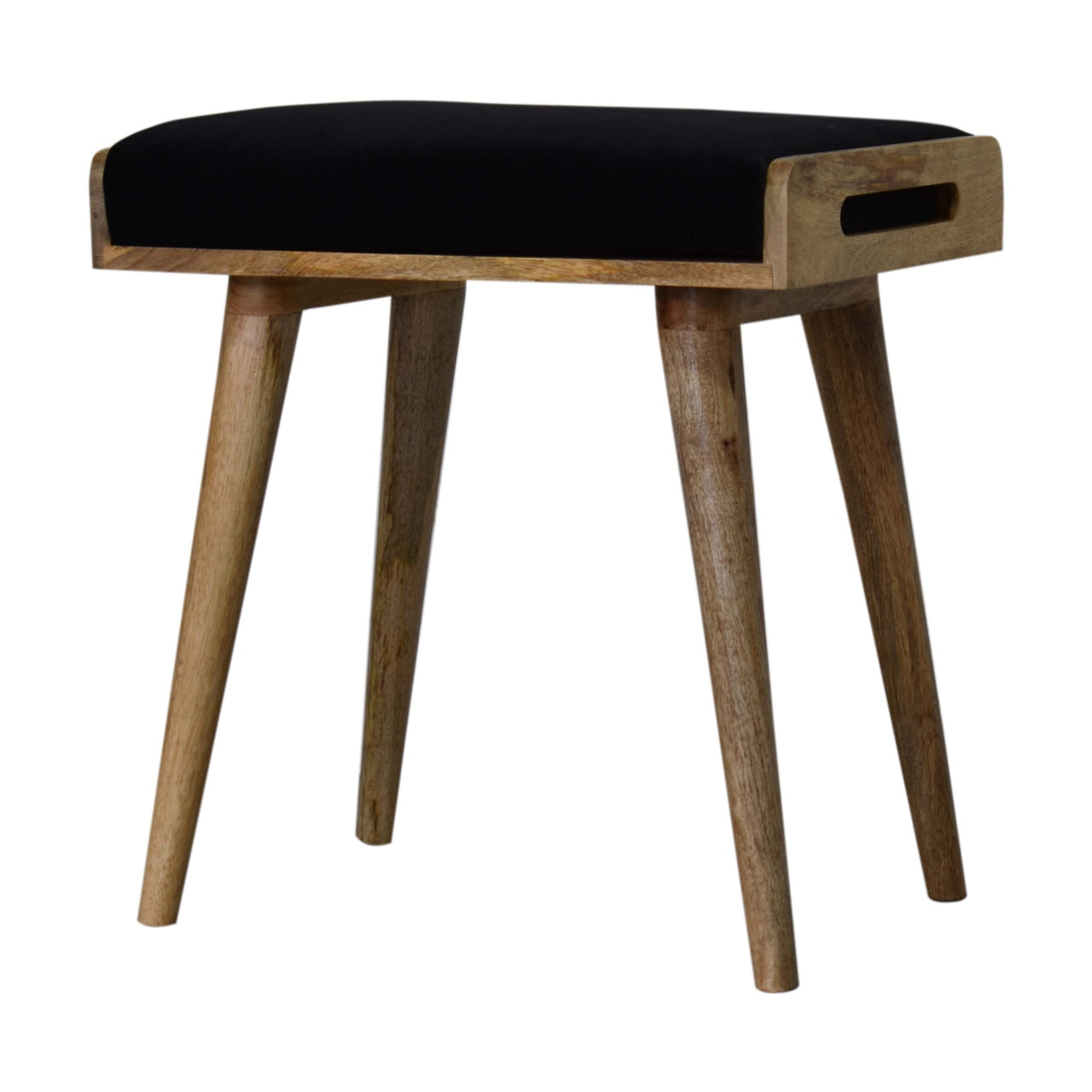 BlissBase Black Velvet Tray Style Footstool