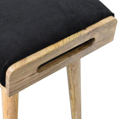 BlissBase Black Velvet Tray Style Footstool