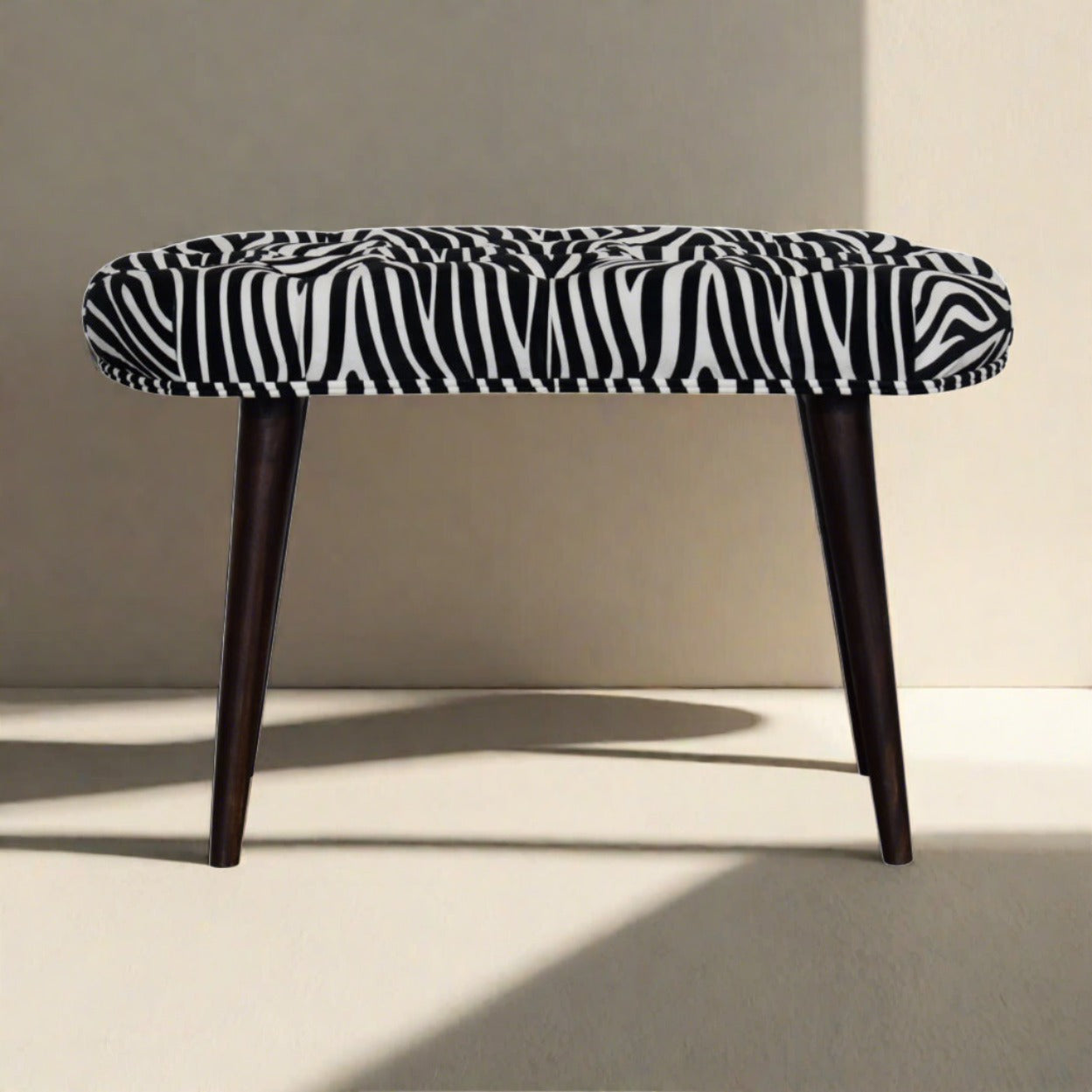 DineNest Zebra Print Deep Button Bench