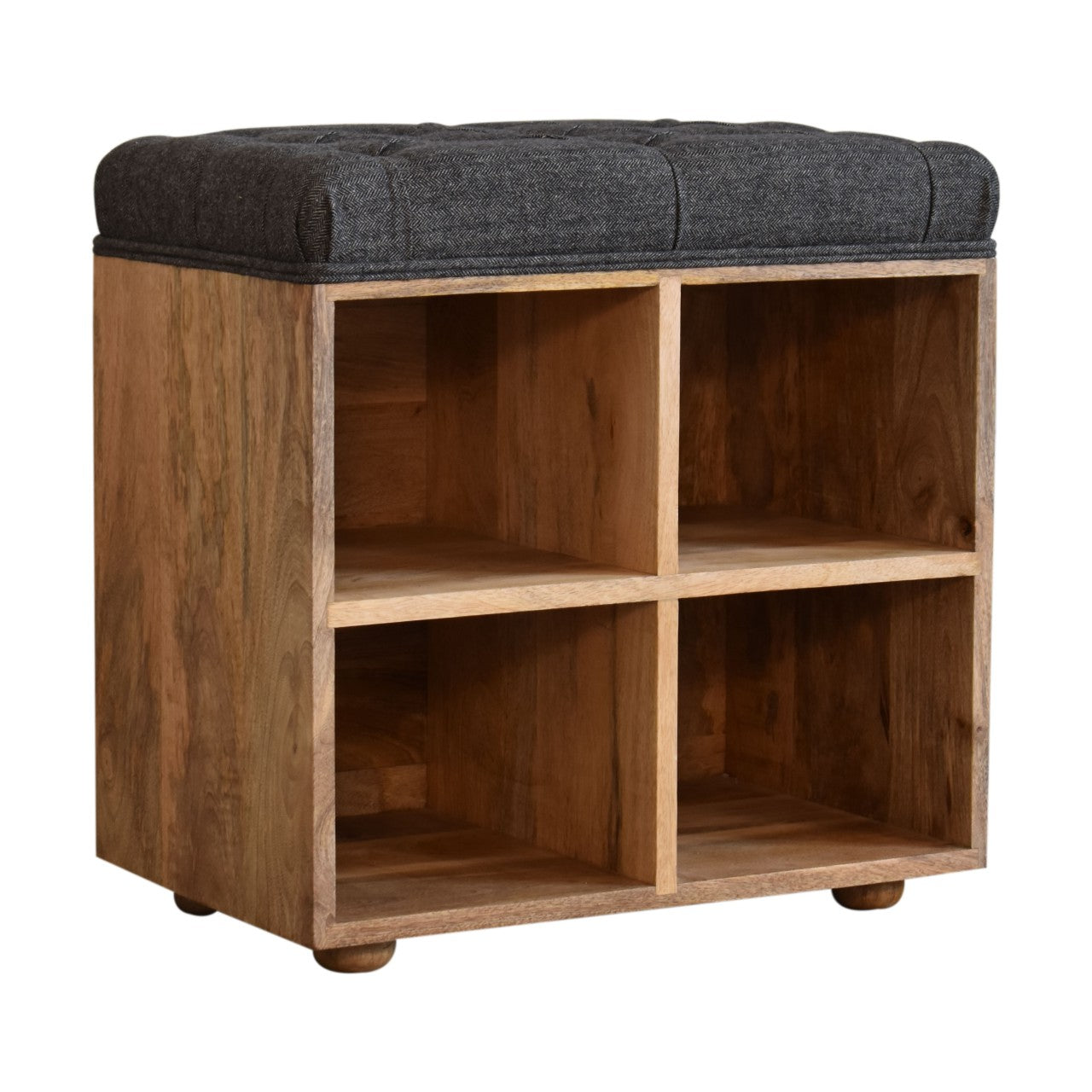 SoftStep Mini Black Shoe Storage Footstool