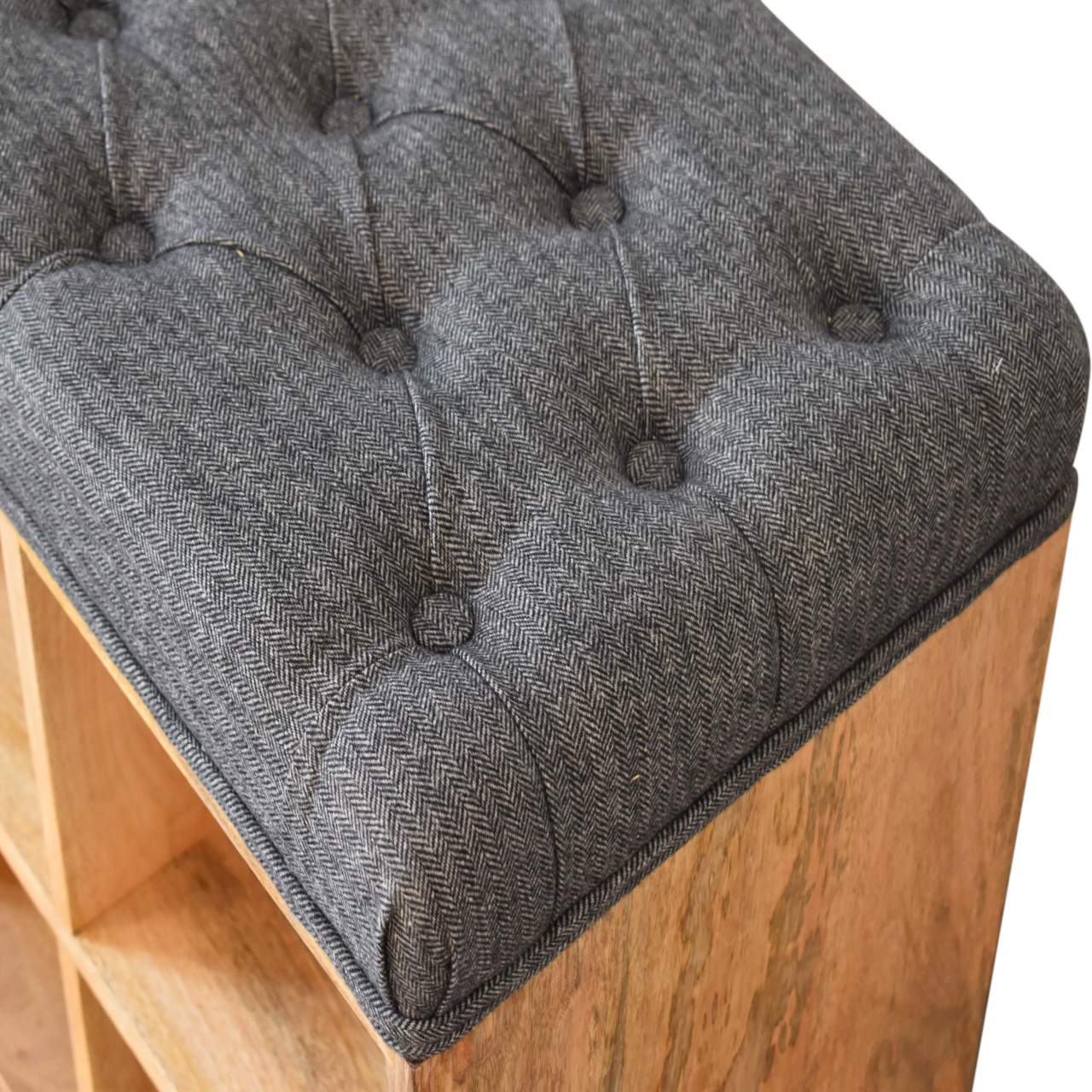 SoftStep Mini Black Shoe Storage Footstool