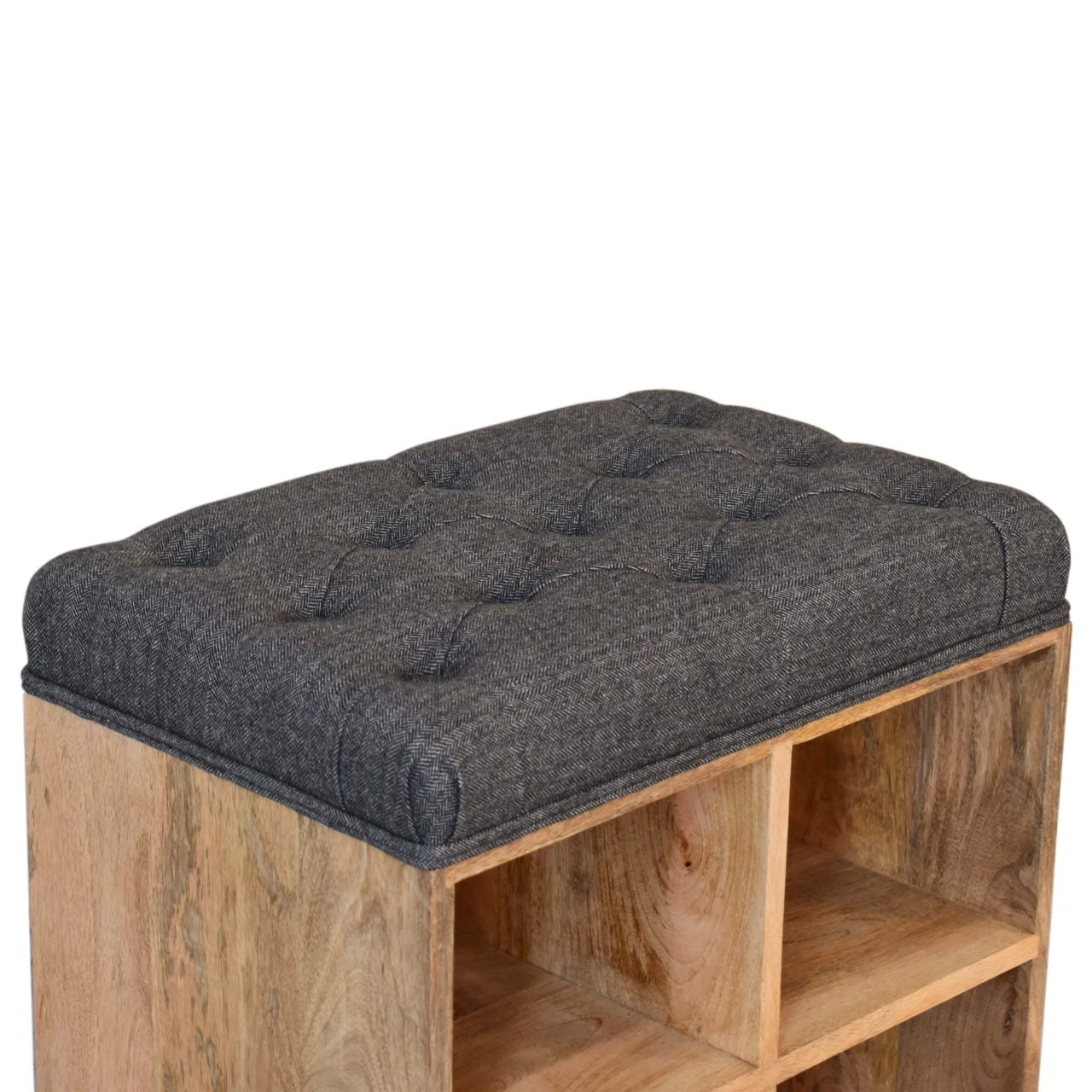 SoftStep Mini Black Shoe Storage Footstool