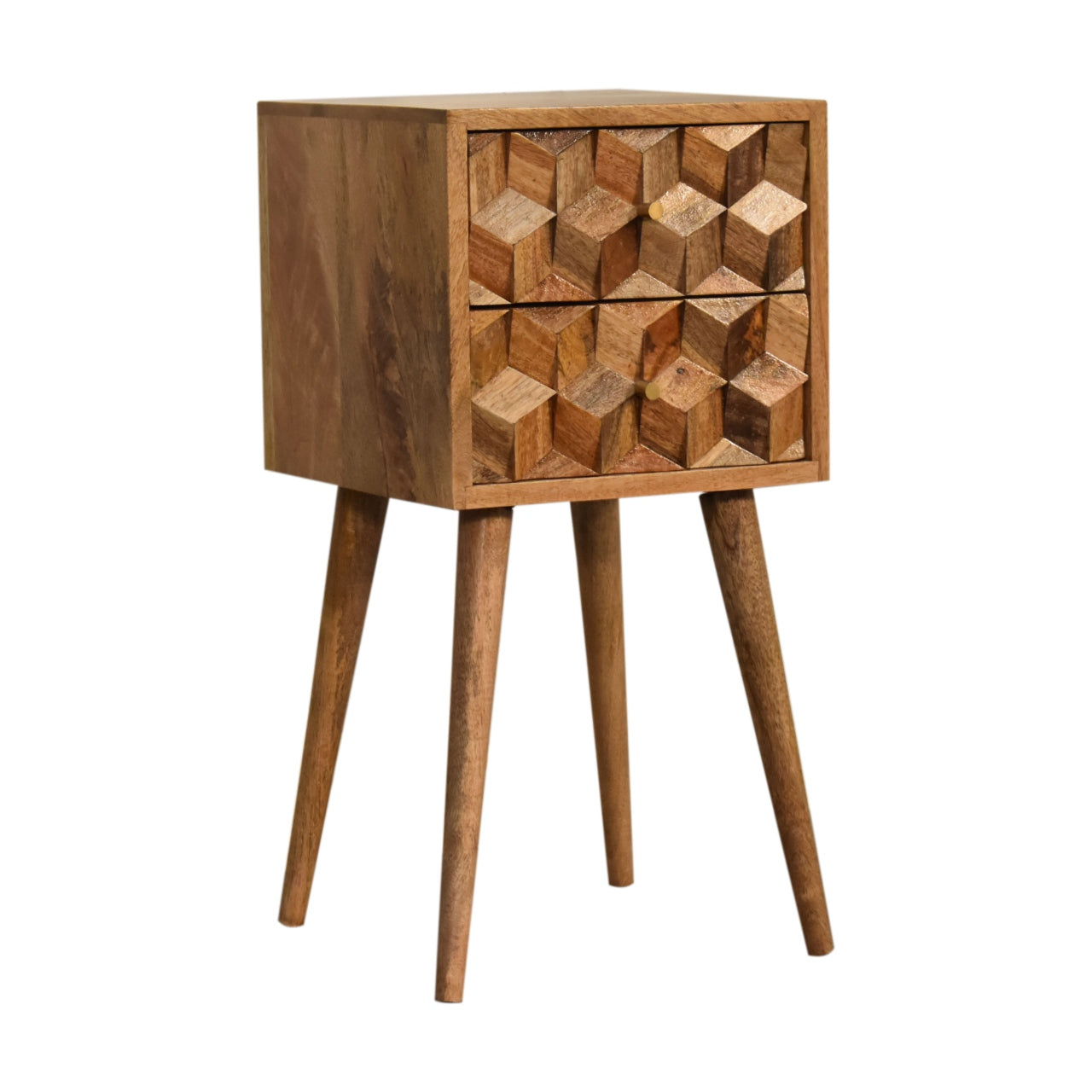 Victoria Mini Cube Carved 2 Drawer Bedside