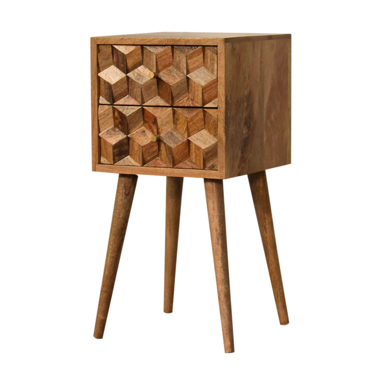 Victoria Mini Cube Carved 2 Drawer Bedside
