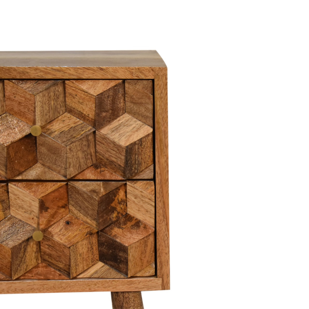 Victoria Mini Cube Carved 2 Drawer Bedside