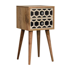 Dover Mini Bone Inlay 2 Drawer Bedside - Furniture One Shop