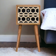 Dover Mini Bone Inlay 2 Drawer Bedside - Furniture One Shop