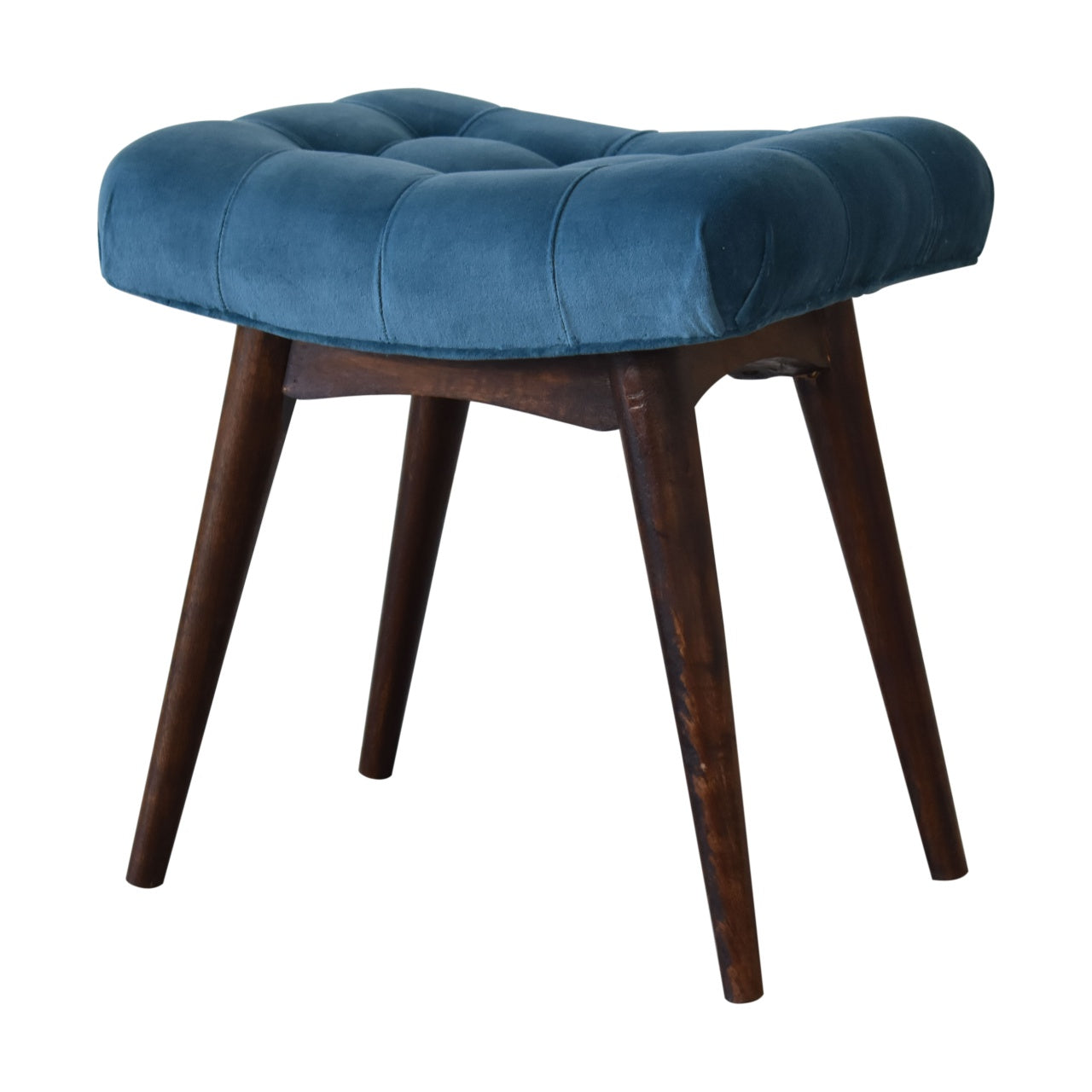 Tuck Bench Mini Teal Velvet Curved Bench