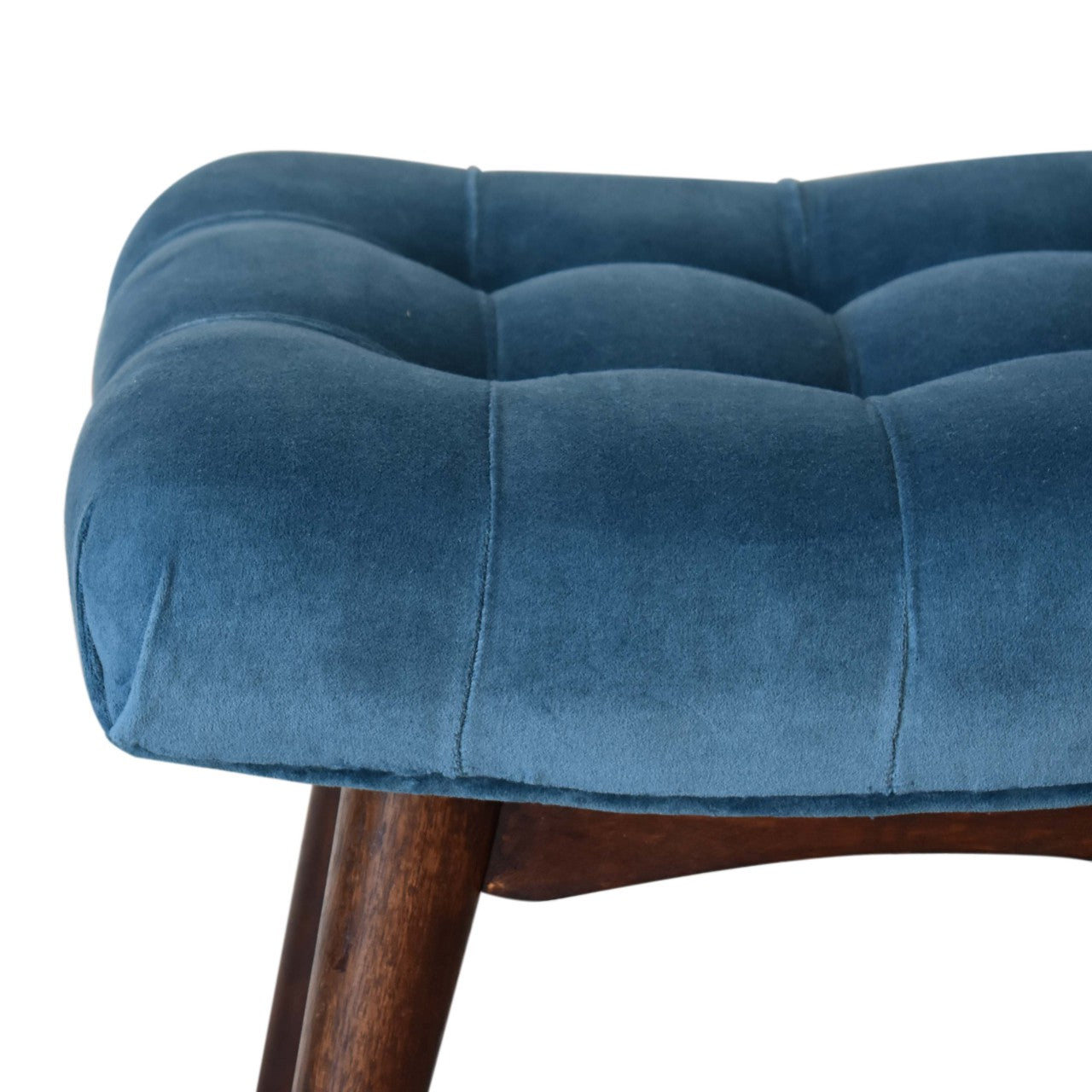 Tuck Bench Mini Teal Velvet Curved Bench